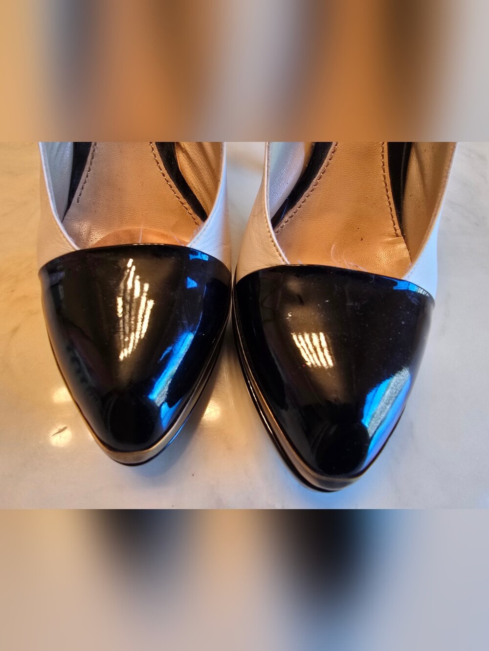 Yves Saint Laurent Rive Gauche Leather Colorblock Pattern Slingback Pumps 39 - Picture 3 of 14